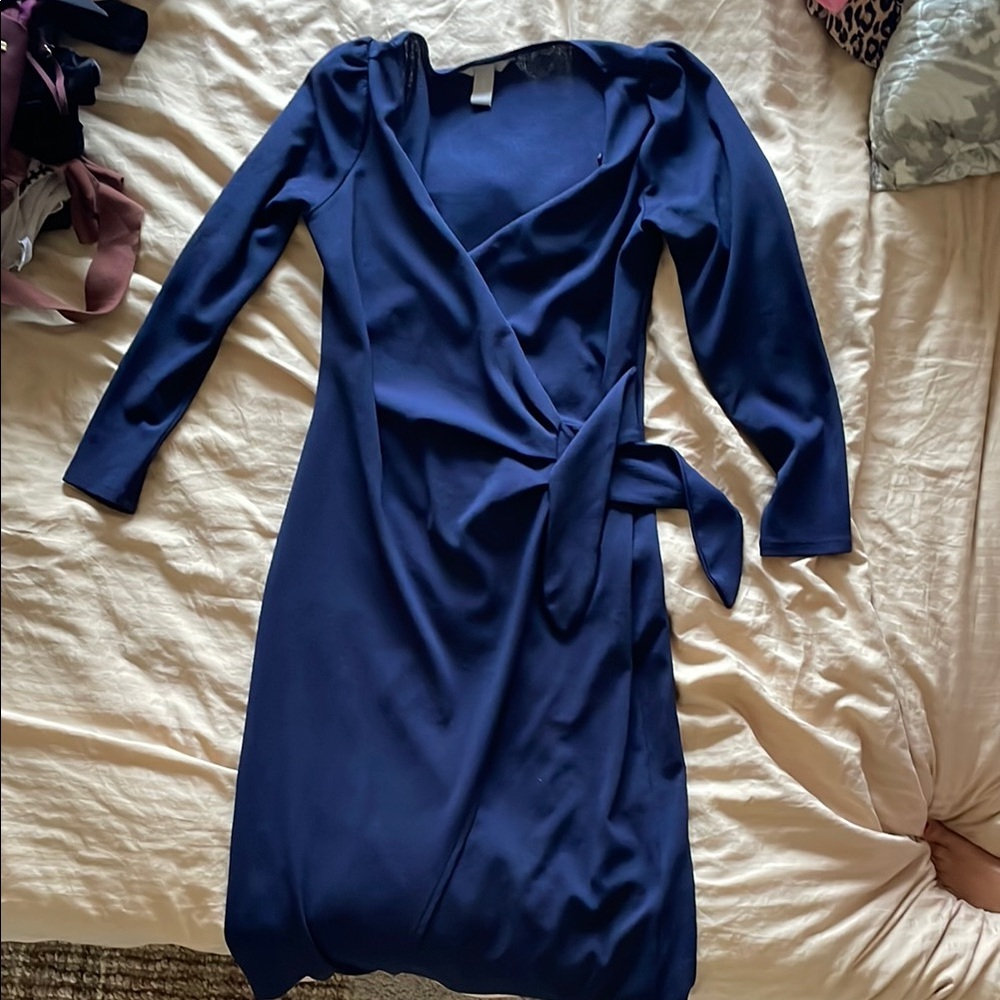 Elegant Blue Wrap Dress